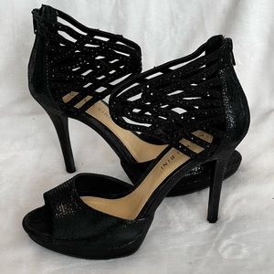 Gianni Bini Black High Heel Shoes accented with BEAUTIFUL black stud jewels